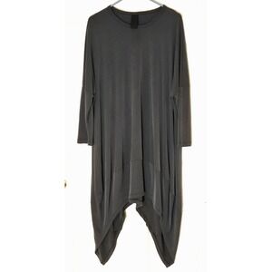 KEDEM SASSON Assymetrical Dress Tunic Long Gray Lagenlook Size 1